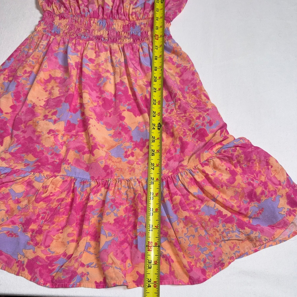Rails Jasmine Pink Floral Abstract Smocked Waist V-Neck Mini Dress XS - Picture 7 of 12